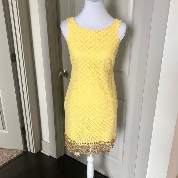Lilly Pulitzer 🌷Yellow Gold Floral Trim Dress - 2 - Picture 6 of 9